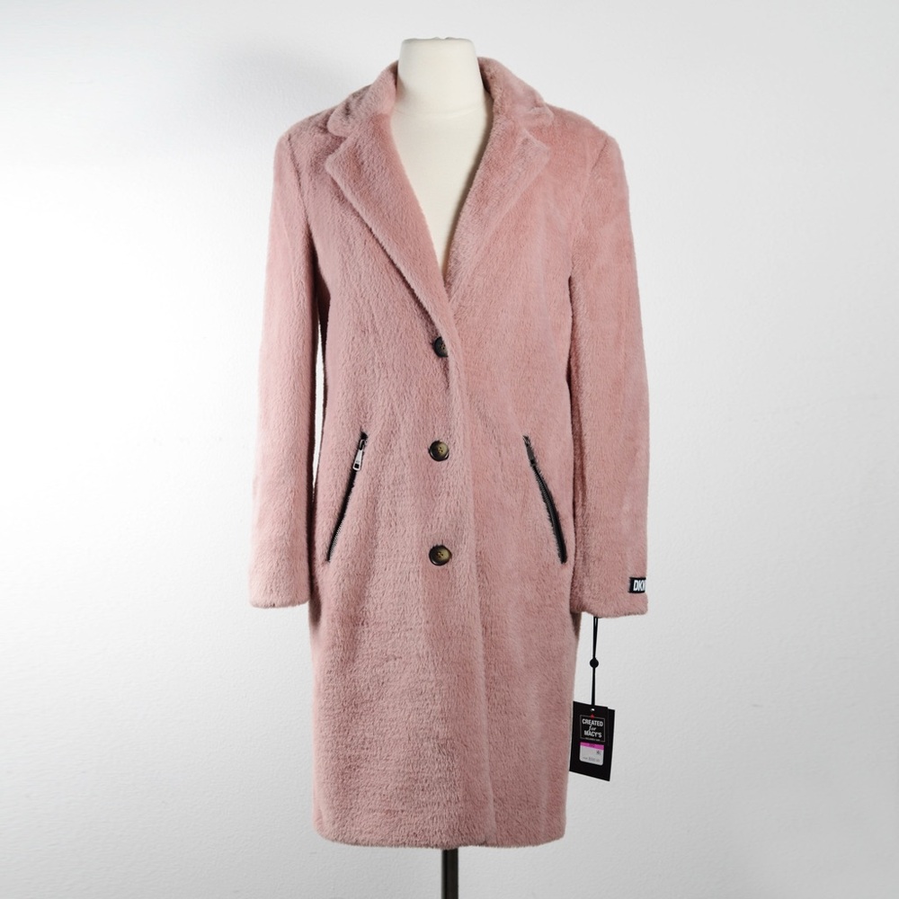 DKNY Women's Fuzzy Pink Coat